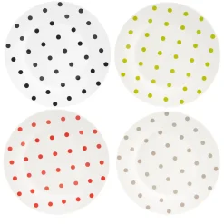 Assiette à dessert à pois colorés x4