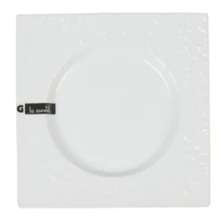 Assiette à dessert blanche carrée intérieur rond