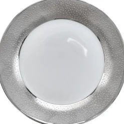 Assiette à dessert blanche contour argenté