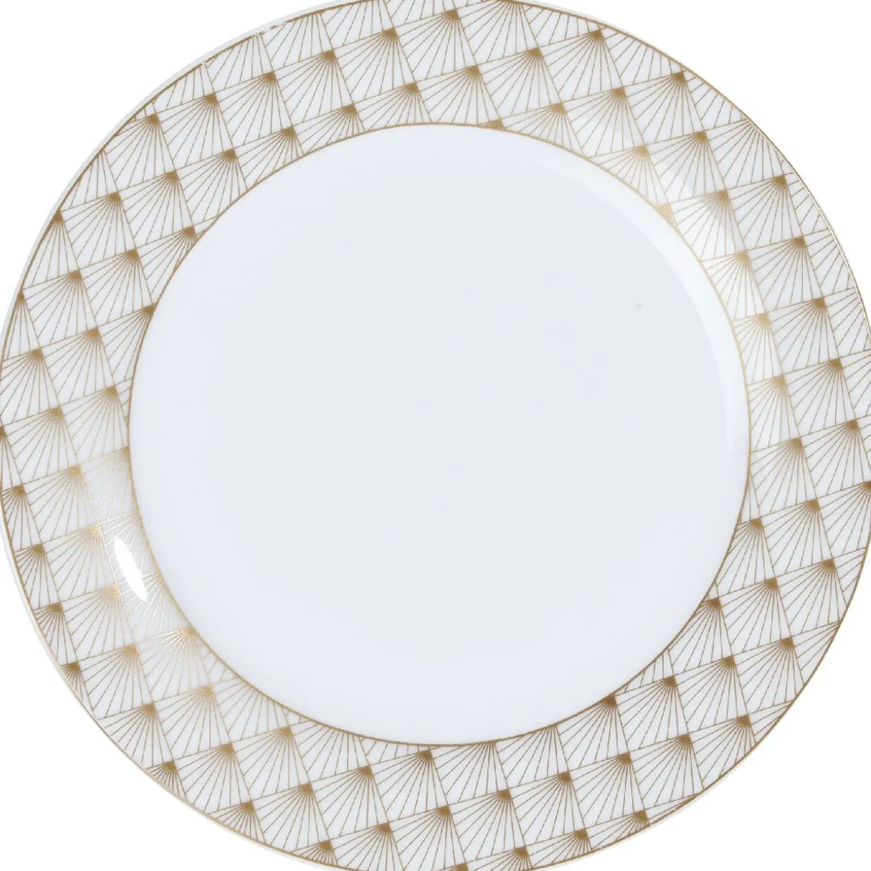 Assiette à dessert blanche bordure rayons doré
