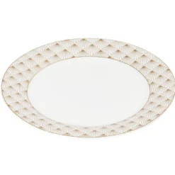 Assiette à dessert blanche bordure rayons doré