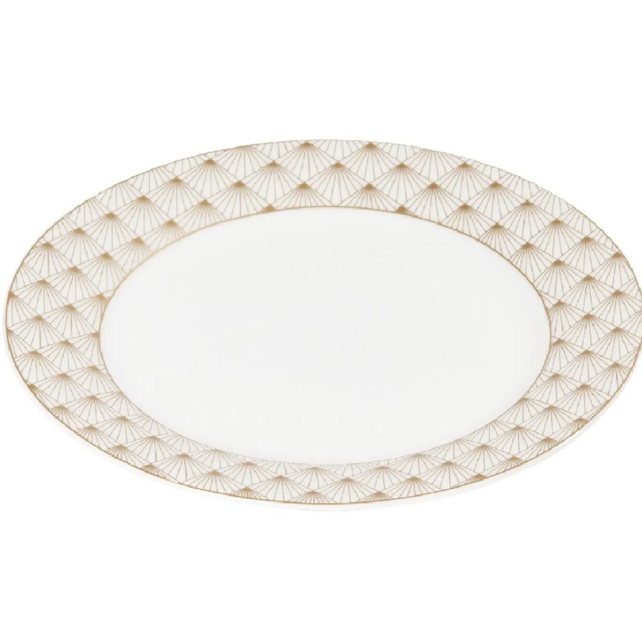 Assiette à dessert blanche bordure rayons doré