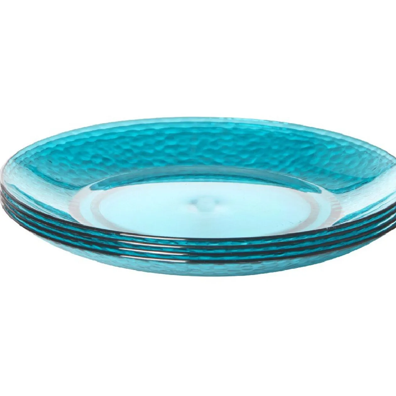 Assiette à dessert bleue martelé x4