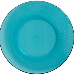 Assiette à dessert bleue martelé x4