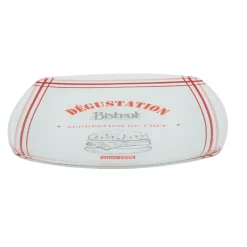 Assiette à dessert carrée bords arrondis design bistrot