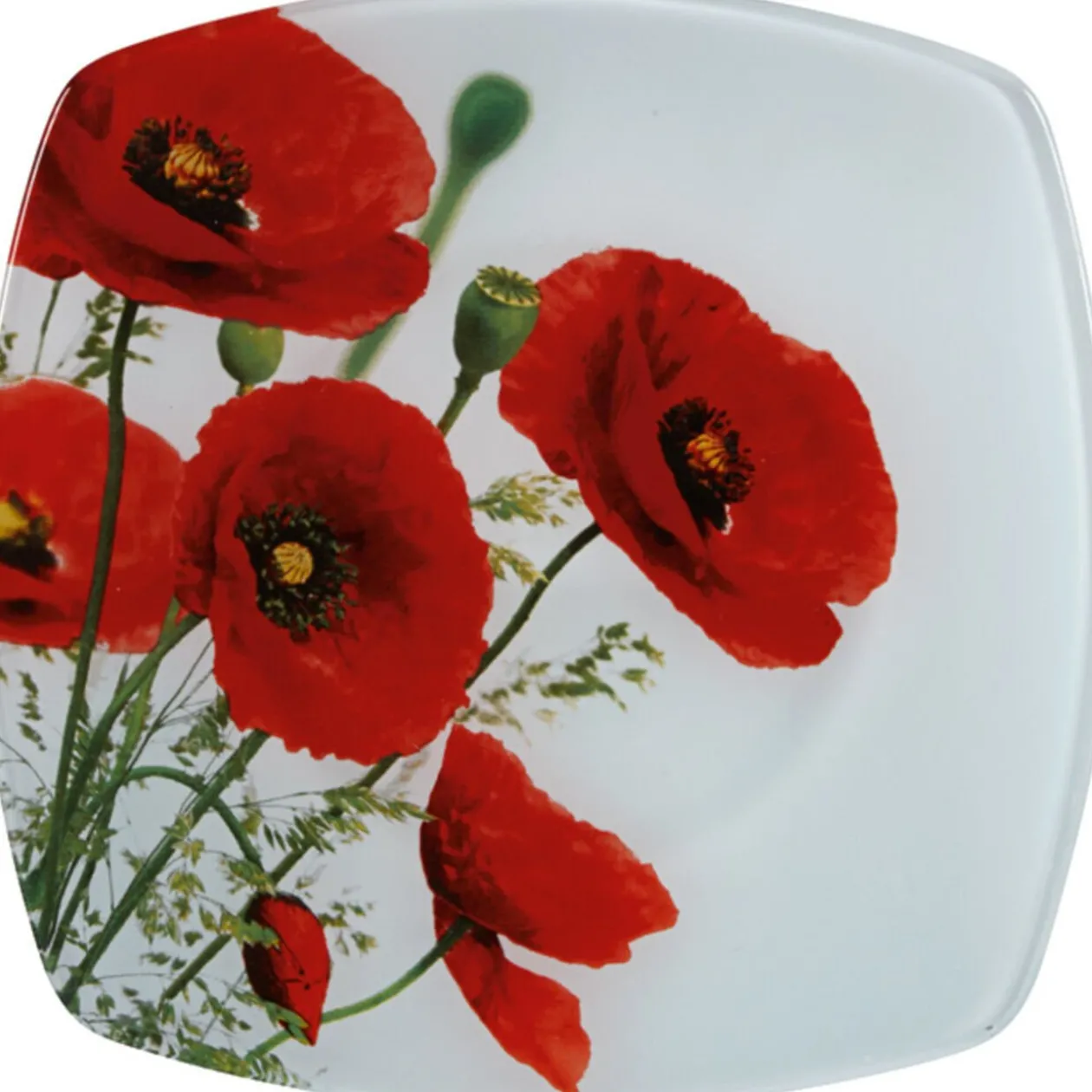 Assiette à dessert design coquelicot