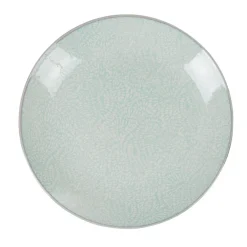 Assiette à dessert design goutte beige liseré bleu clair