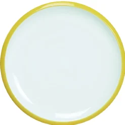 Assiette à dessert en faience contour bicolore