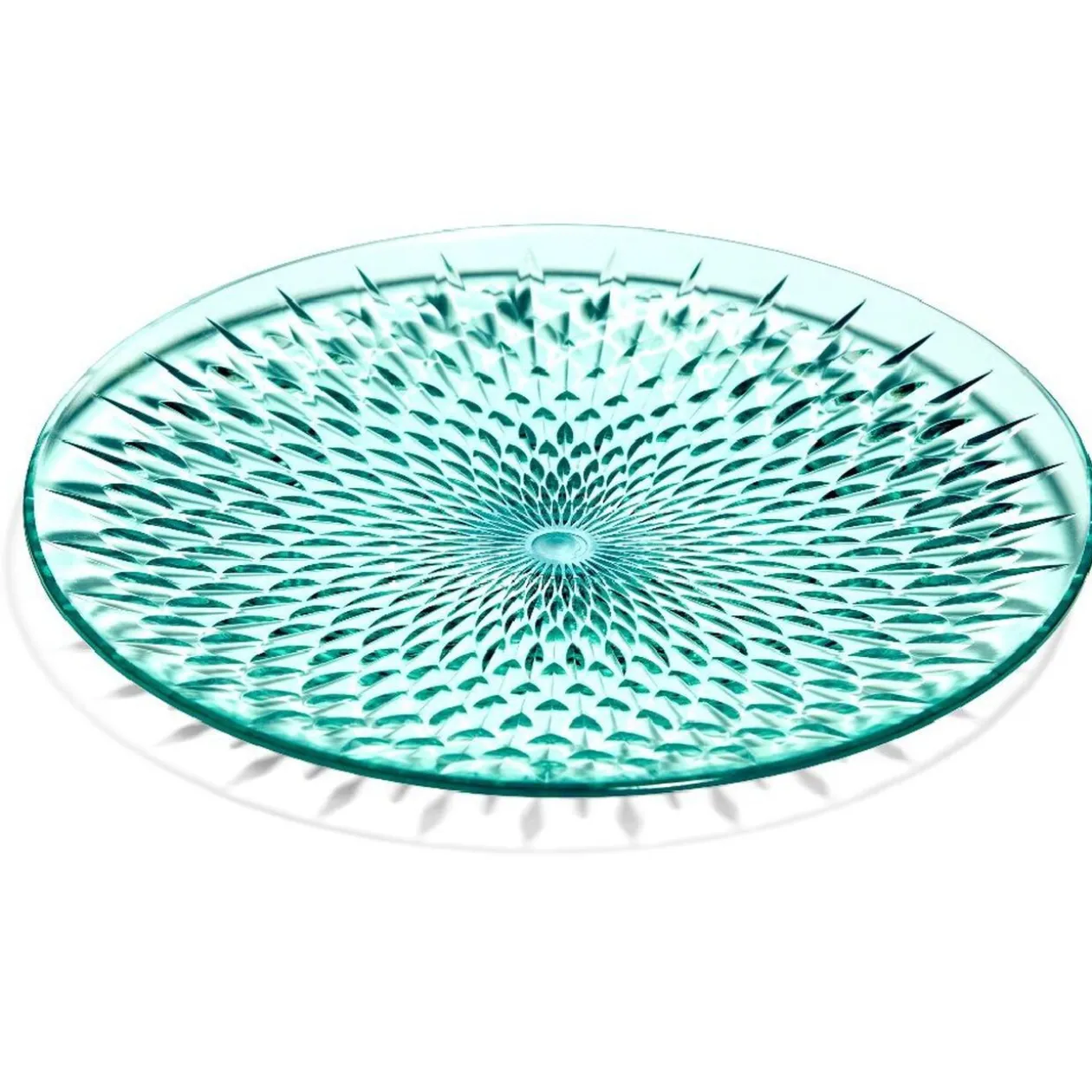 Assiette à dessert en plastique bleu effet martelé