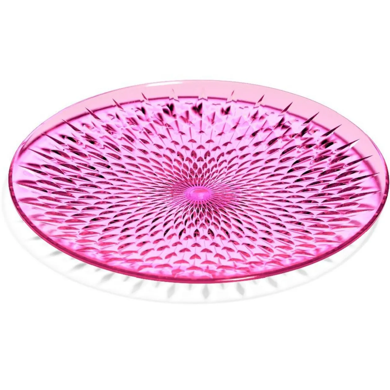 Assiette à dessert en plastique rose effet martelé