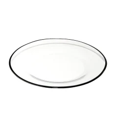 Assiette à dessert en verre transparent bord noir Ø20cm
