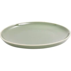 Assiette à dessert faïence vert avec liseré crème