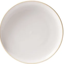 Assiette à dessert faïence gris avec liseré crème