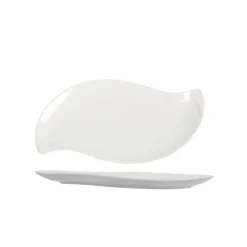 Assiette à dessert forme feuille blanche