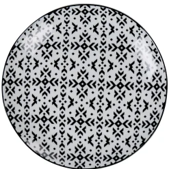 Assiette à dessert motif berbère noir et blanc