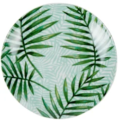 Assiette à dessert motif feuillage vert