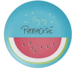 Assiette à dessert pastèque Enjoy Paradise en plastique