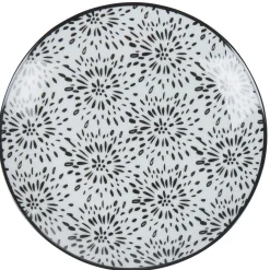 Assiette à dessert ronde blanche et noire Sara