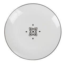 Assiette à dessert ronde carreaux de ciment blanc noir Dakar