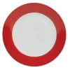Assiette à dessert ronde rouge et blanche