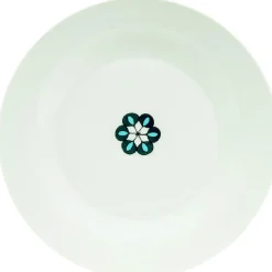 Assiette creuse blanche décor fleur bleue