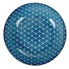 Assiette creuse bleue motif grillagé blanc Urban
