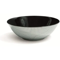 Assiette creuse en porcelaine décor rayures soleil