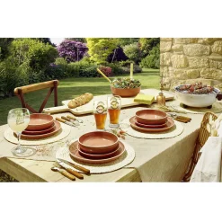 Assiette creuse faïence Terracotta avec liseré crème