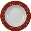 Assiette creuse rouge et blanc design coeurs