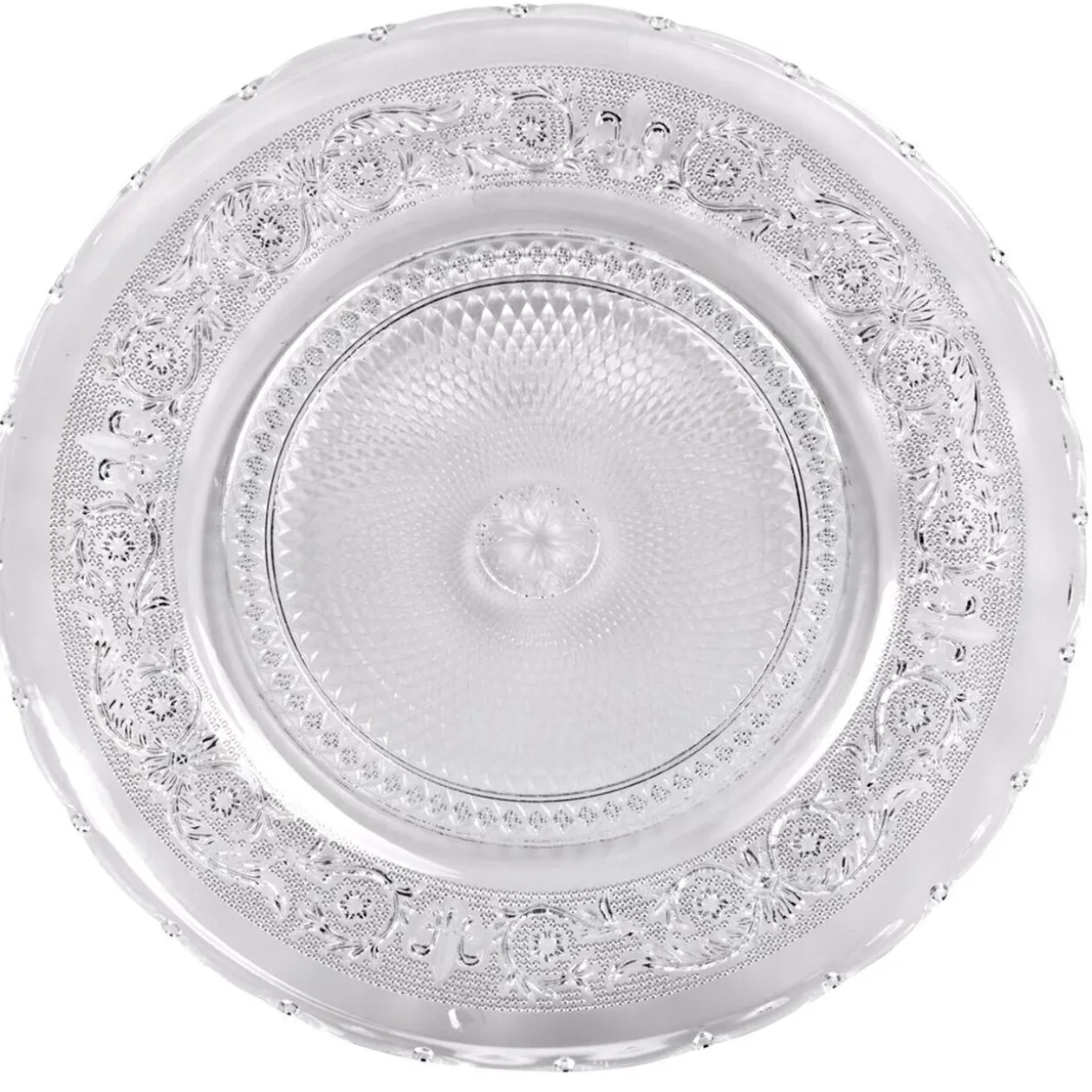 Assiette de présentation ronde transparente ciselée