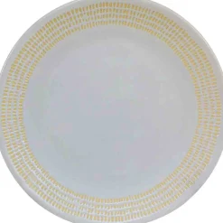 Assiette dessert blanche contour grains de riz jaunes