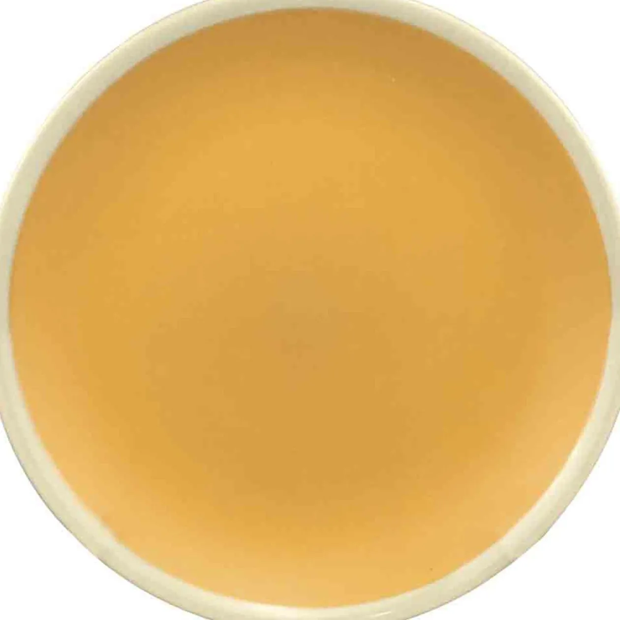 Assiette dessert ocre bordure blanche