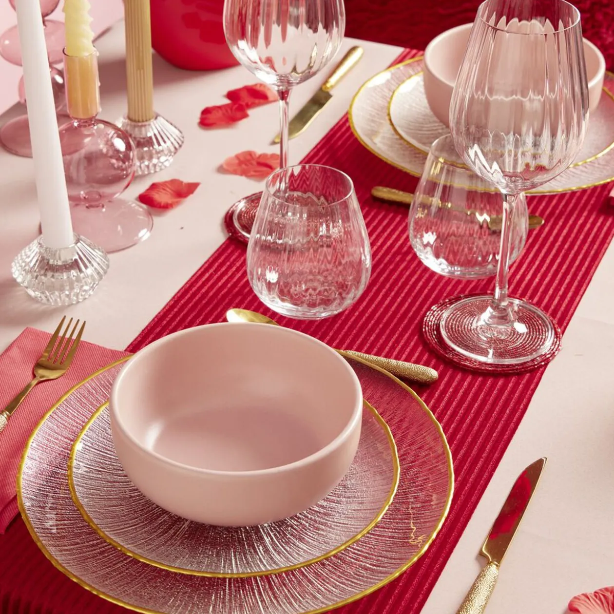 Assiette dessert ronde verre transparent rebord doré Ø21cm