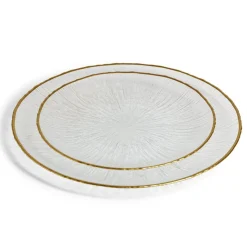 Assiette dessert ronde verre transparent rebord doré Ø21cm
