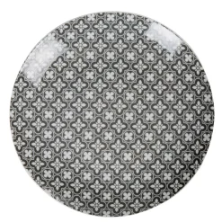Assiette grise avec motif fleur blanche Dolce Vita