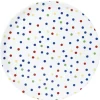 Assiette plastique blanche à pois multicolores