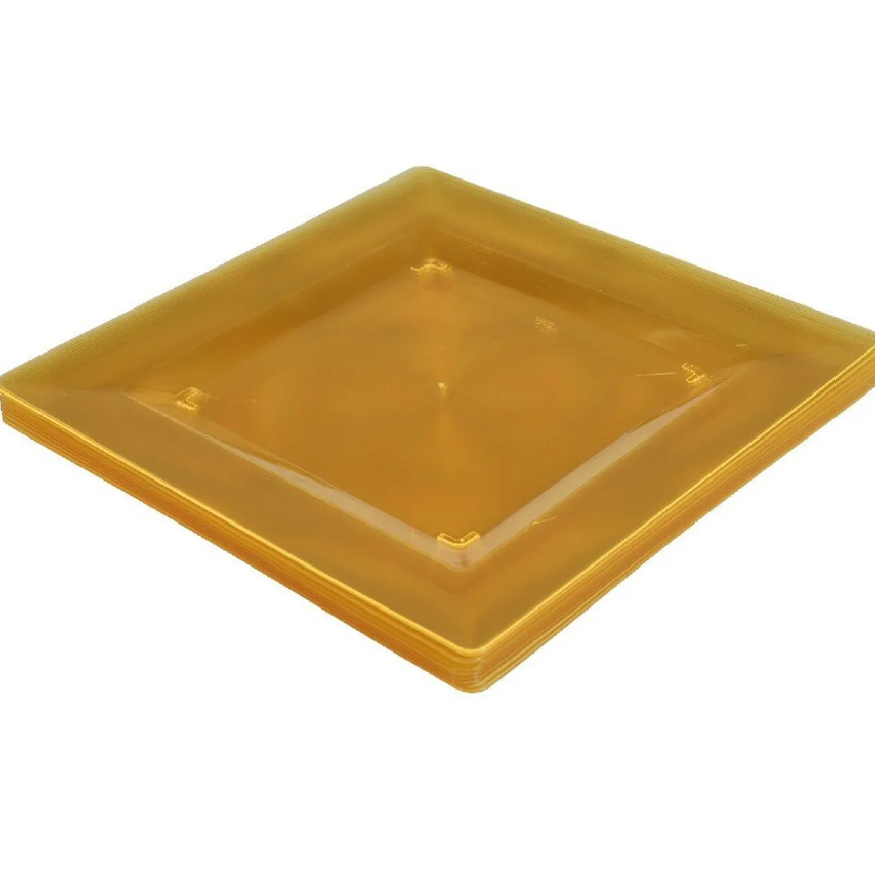 Assiette plastique plate carrée unie jaune x 10