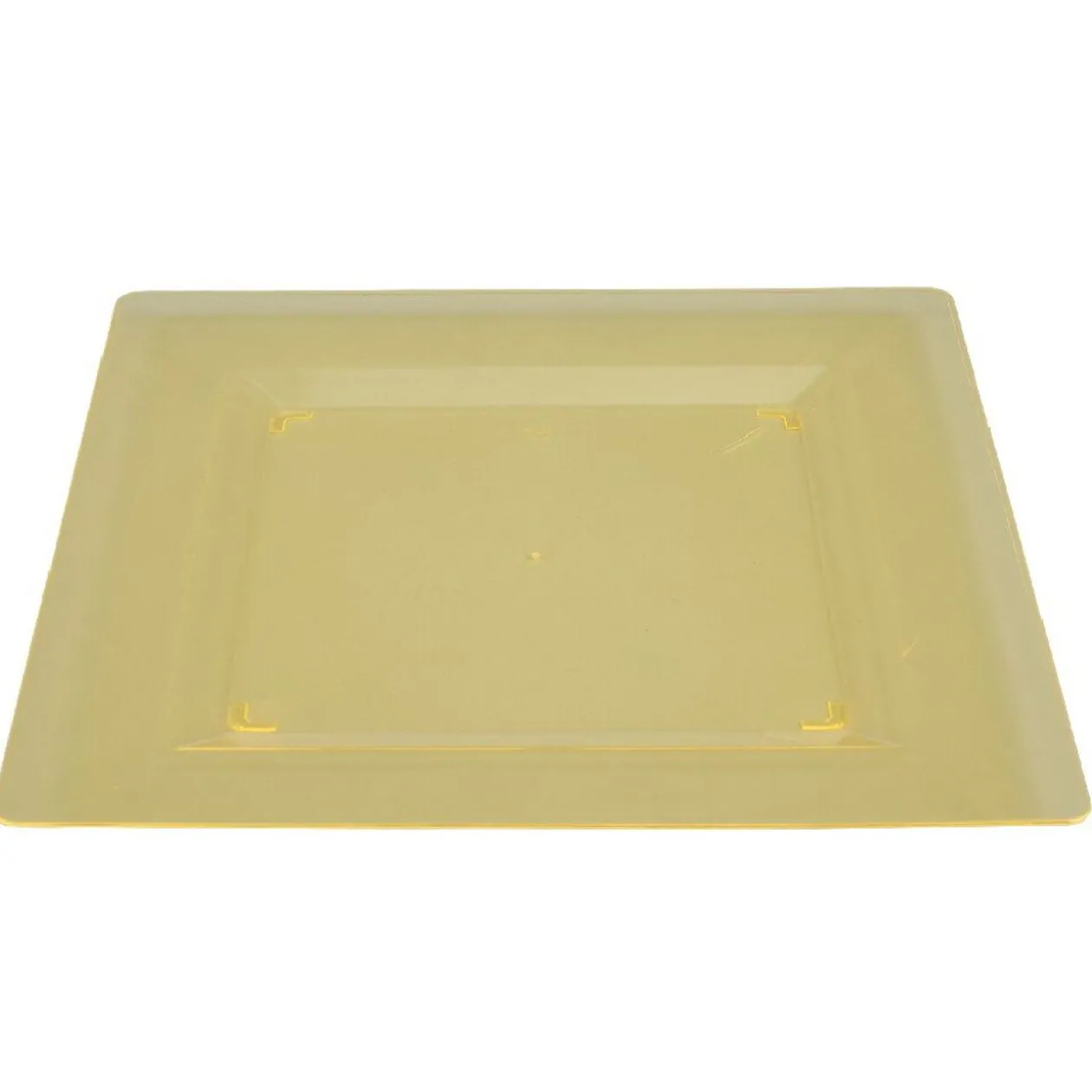 Assiette plastique plate carrée unie jaune x 10