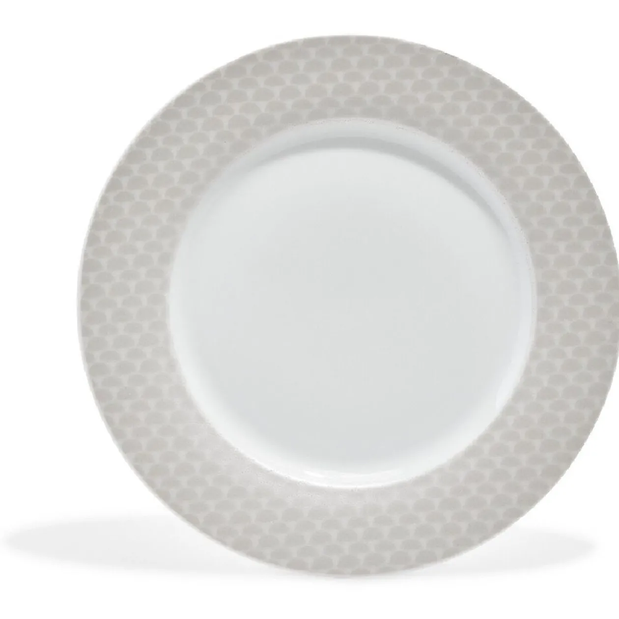 Assiette plate blanche bordure brillante