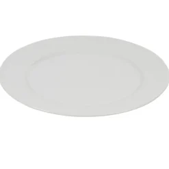 Assiette plate blanche ronde aile damassée