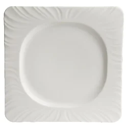 Assiette plate carrée blanche avec intérieur rond Feston