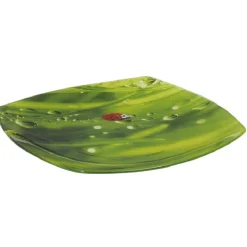 Assiette plate carrée verte design coccinelle