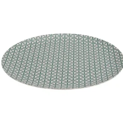 Assiette plate décor géométrique vert d'eau