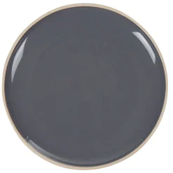 Assiette plate en faïence grise forme ronde