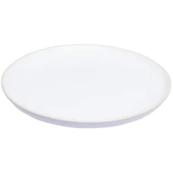 Assiette plate en faïence blanc avec liseré crème
