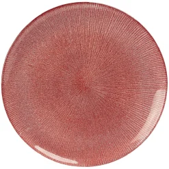 Assiette plate en verre strié rouge