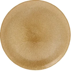 Assiette plate en verre strié doré