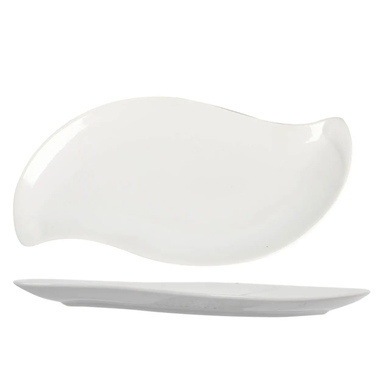 Assiette plate forme feuille blanche