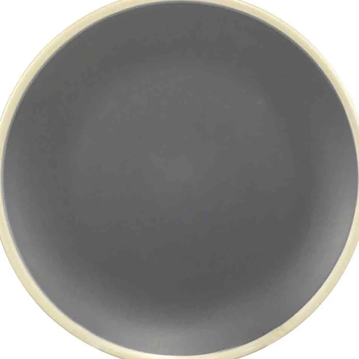 Assiette plate grise bordures blanches