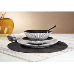 Assiette plate rayure noire et blanche